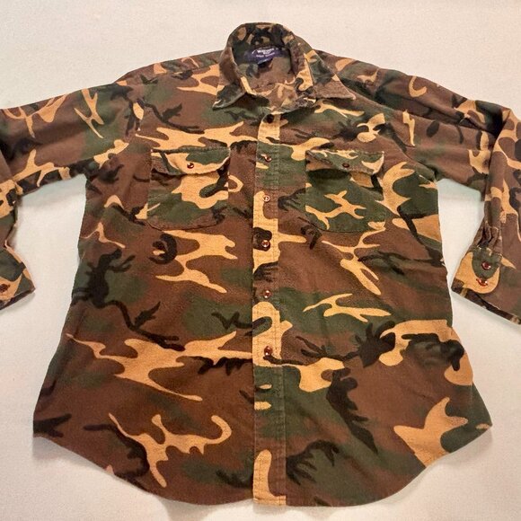 ~Vintage Camo Shirt Men's XL Williams Bay Button Up Deer Hunting Long Sleeve 90s - Picture 1 of 4
